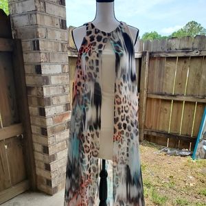 Bebe Maxi Chiffon Print Overlay Dress